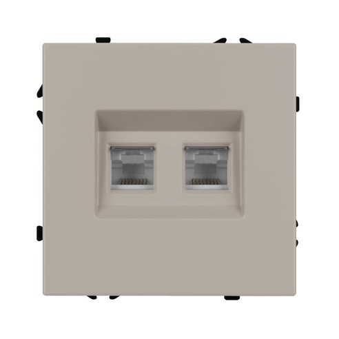 Механизм сдвоенной компьютерной розетки SCT-NOBE-MPC2-SFPL-CA (RJ-45, CAT6) (Arlight, Кашемир)