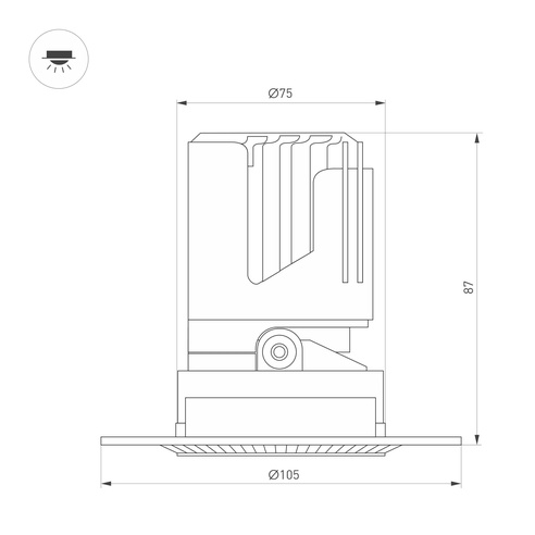 Светильник MS-ARADO-TRIMLESS-R75-12W Warm3000 (WH-WH, 55 deg, 230V) (Arlight, IP20 Металл, 5 лет)