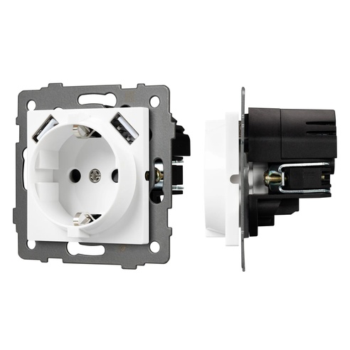 Механизм розетки с USB зарядкой SCT-MUAA-PL-WH-V (250V, 16A) (Arlight, -)