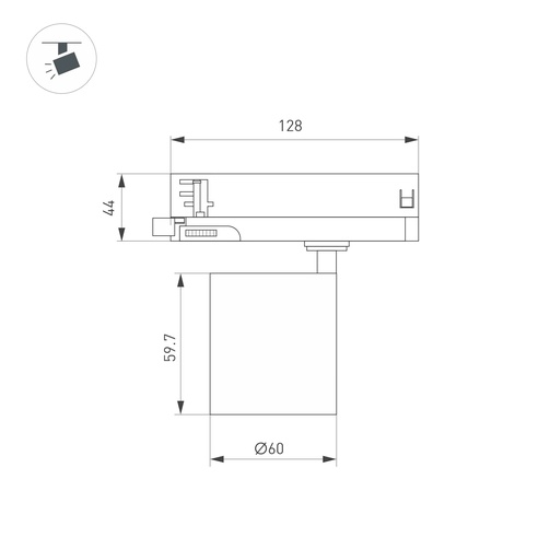 Светильник LGD-DYKE-4TR-R60-8W Warm3000 (WH, 50 deg, 230V) (Arlight, IP20 Металл, 5 лет)