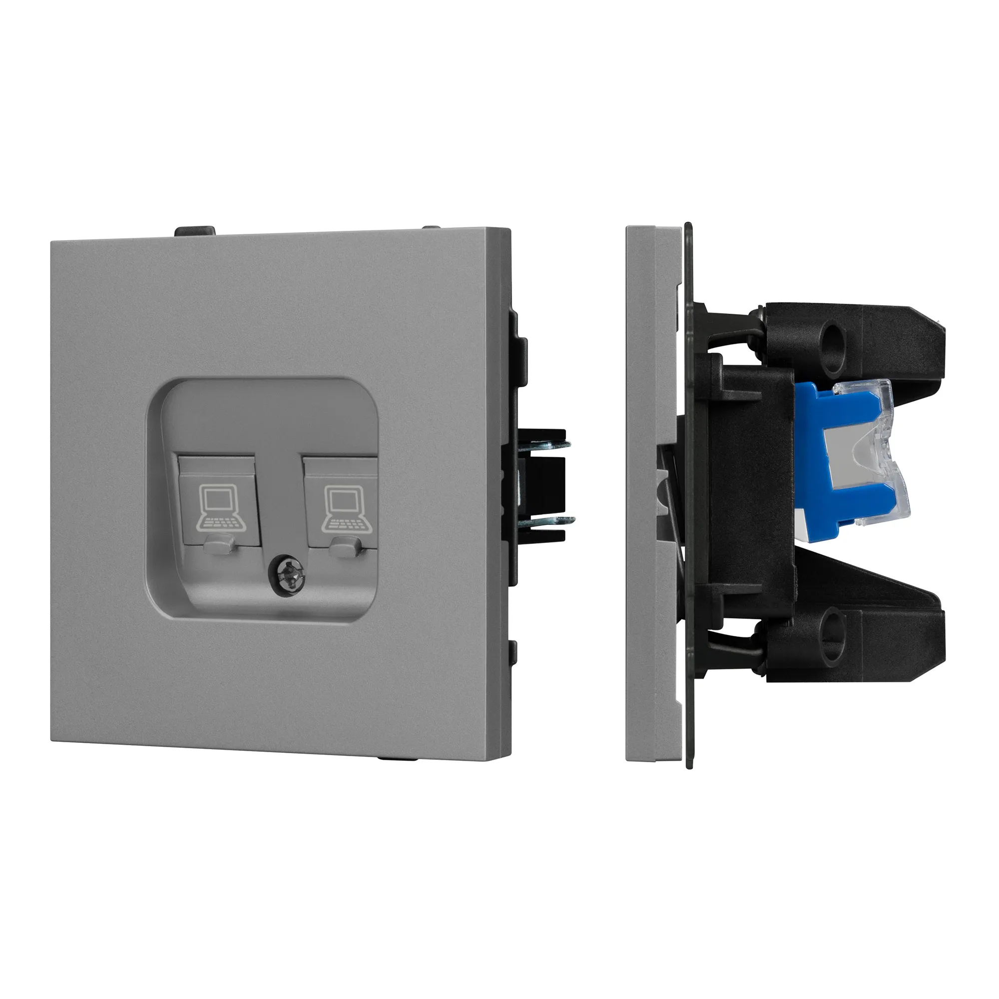 Механизм компьютерной розетки двойной SCT-TENDO-MPC2-PL-GR (RJ-45, CAT6) (Arlight, -) - изображение товара