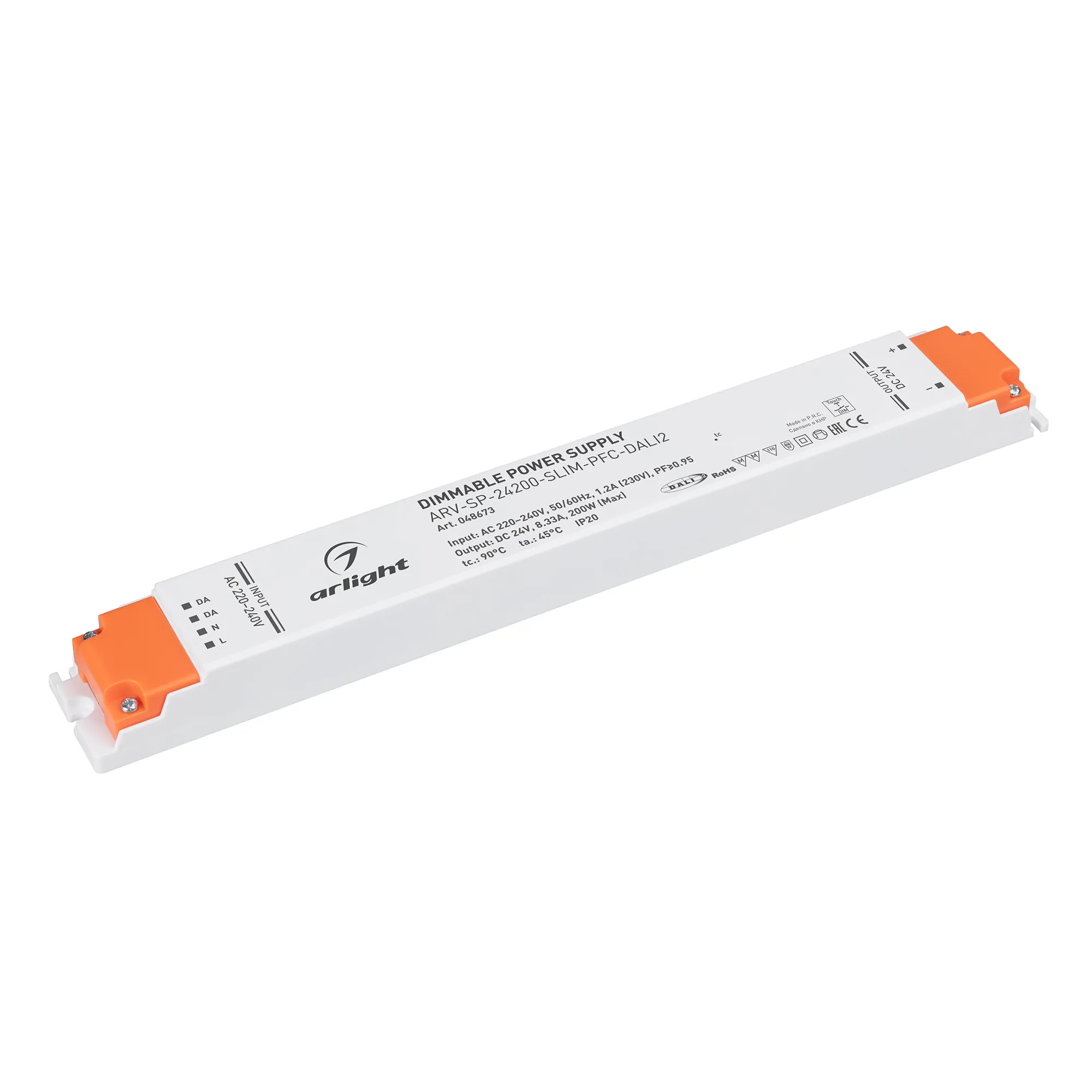 Блок питания ARV-SP-24200-SLIM-PFC-DALI2 (24V, 8.33A, 200W) (Arlight, IP20 Пластик, 5 лет) - изображение товара